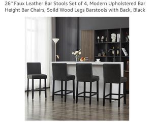 26" Faux Leather Bar Stools Set of 4