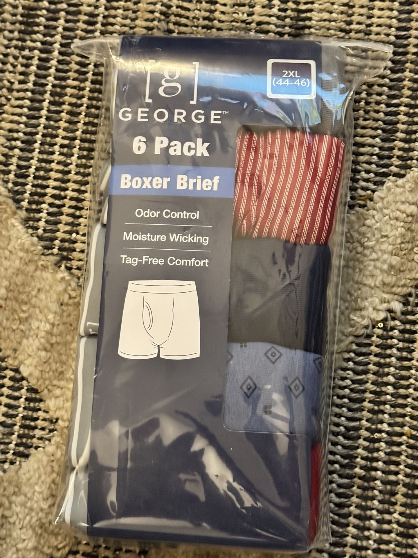 MENS 6 PACK BOXER BRIEFS IN A HARD TO FIND 2XL 44-46 SIZE BRAND NEW WITH TAGS