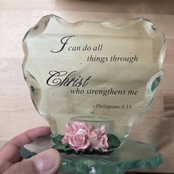 Glass Scripture Display with Candle Holder – Philippians 4:13