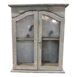 Vintage Wood Curio Cabinet with Glass Doors