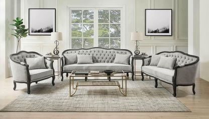Brand New 2PC Gray Linen Sofa And Loveseat Set