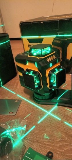 Nivel láser level de 150 pies, línea cruzada de 3 x 360° para construcción y colgar cuadros, 12 láseres verdes con autonivelación, línea vertical y ho