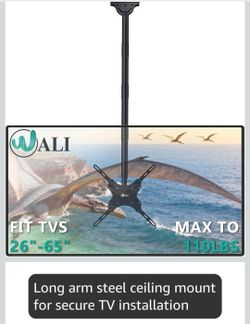 WALI Long Arm TV Ceiling Mount, Fits Most LED, LCD, OLED and Plasma Flat Screen Display 26 to 65 Inch, up to 110 Lbs, Height Extension up to 58 Inch, 