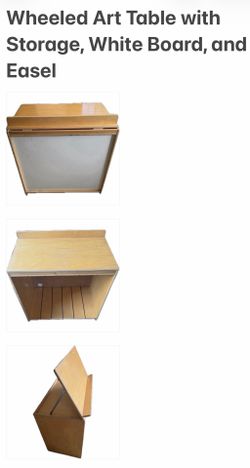 Wheeled Art Table with Storage, Easel, and Whiteboard