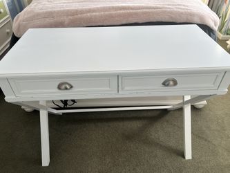 Beautiful White Desk With Two Drawers