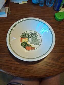 Vintage, 3 Inch Deep, Thick Chefs Salad RECIPE Bowl..$20.00
