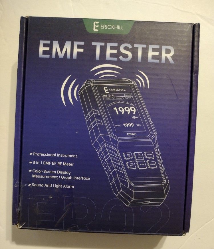 ERICKHILL EMF Meter,3-in-1Rechargeable Digital Electromagnetic Field Radiation Detector for EF RF MF,5G Cell Tower, WiFi Signal Detector, for Home&Off