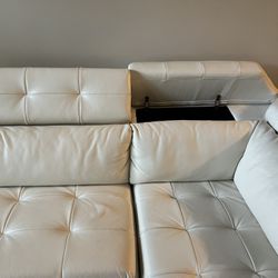 White Faux Leather Sectional Sofa