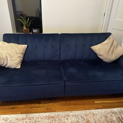 Perdue 81.5" Velvet Square Arm Convertible Sofa