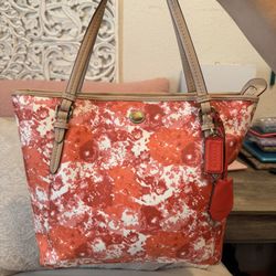Coach F31342 Payton floral Coated Canvas zip top Shoulder Bag / Tote