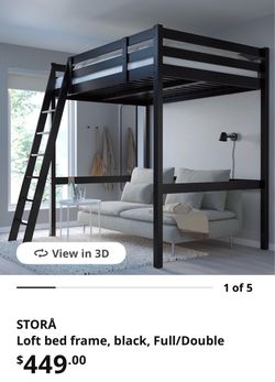 Loft bed frame Full/Double - IKEA STORÅ black