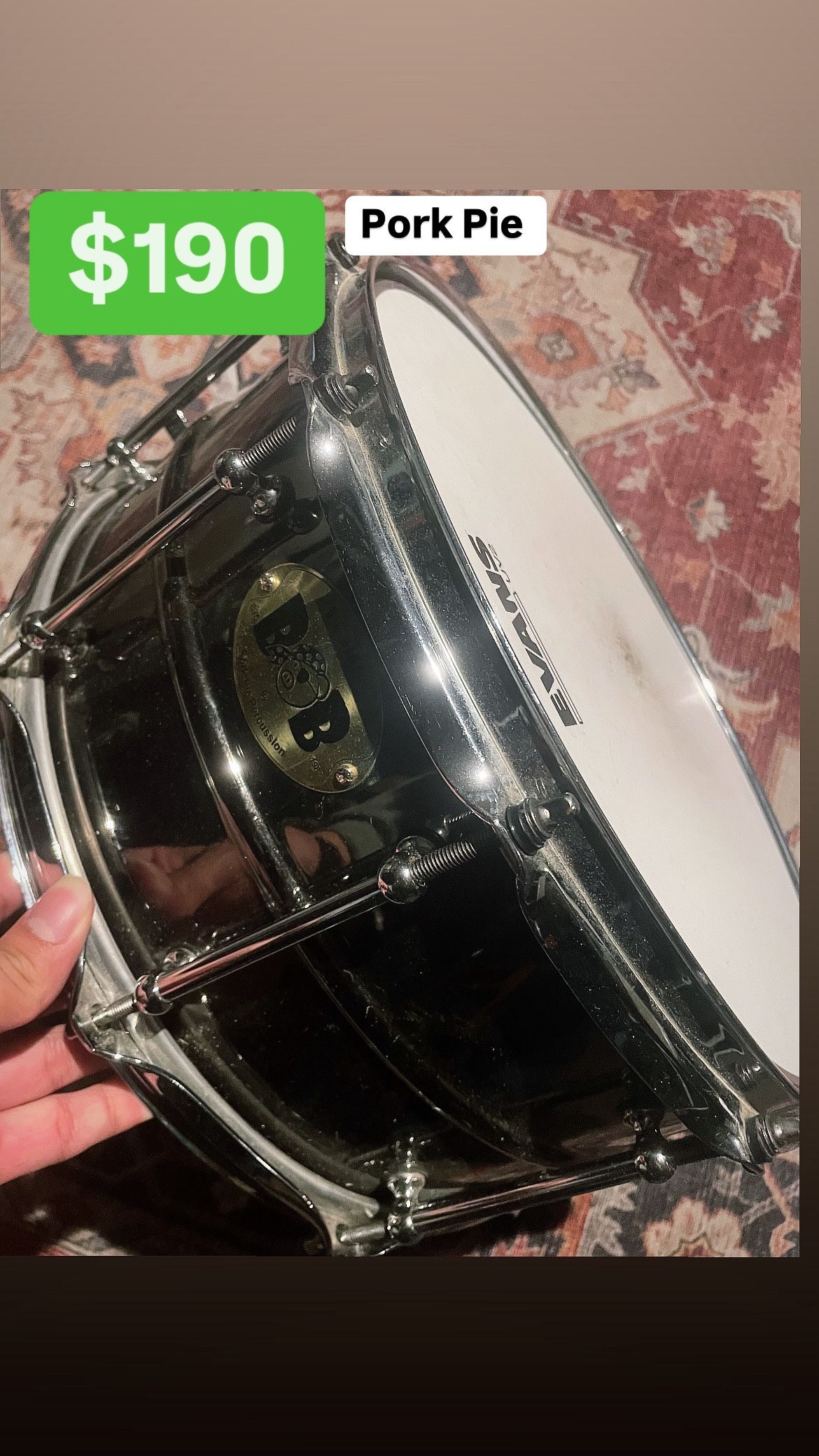 Pork Pie Snare Big Black Brass 14”