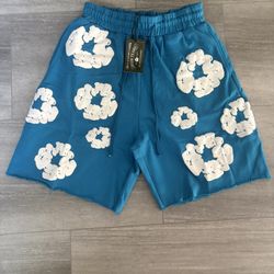 Denim Tears Blue Cotton Wreath Shorts Size L