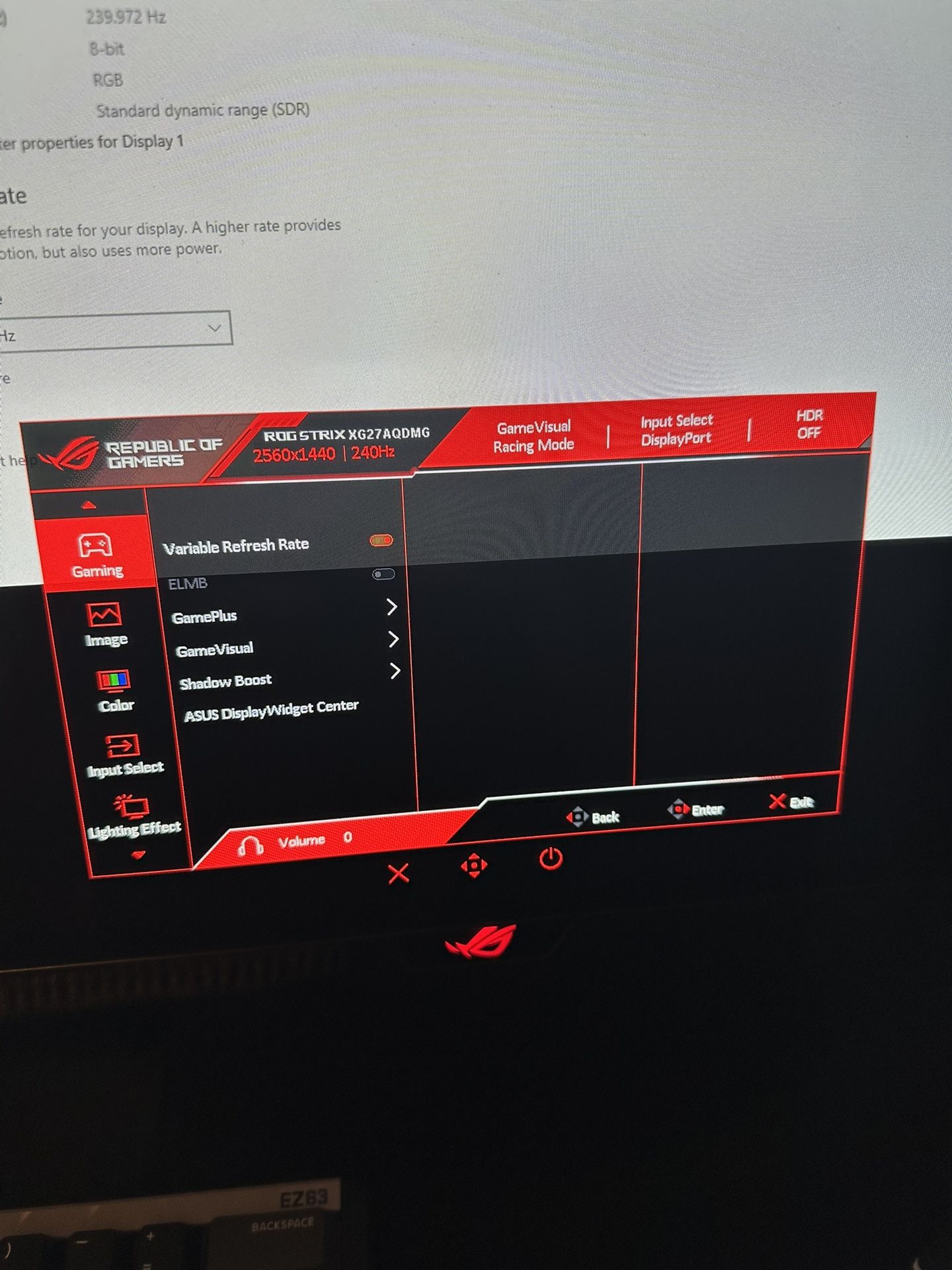 ASUS ROG Strix OLED 26.5" 1440p HDR 240 Hz Gaming Monitor