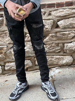 Black distressed AMIRI MX1 bandana patch