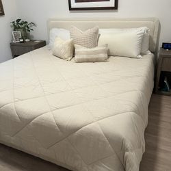 King Size Boucle Headboard And Bed Frame