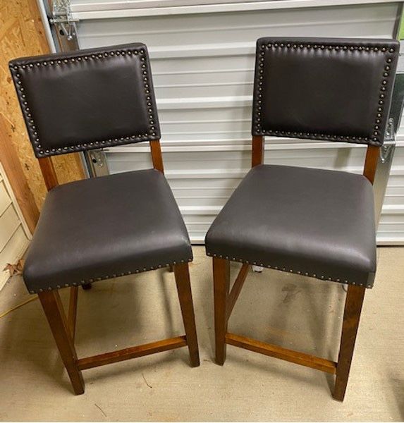 New, Set of 2, Linon Brook Counter Stool, Sapele, Black/Brown