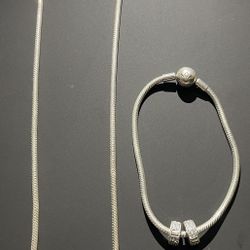 PANDORA BRACELET AND NECKLACE SET