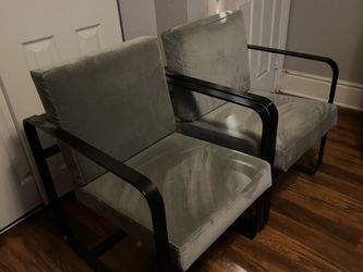 Pair of Grey Velvet Armchairs
