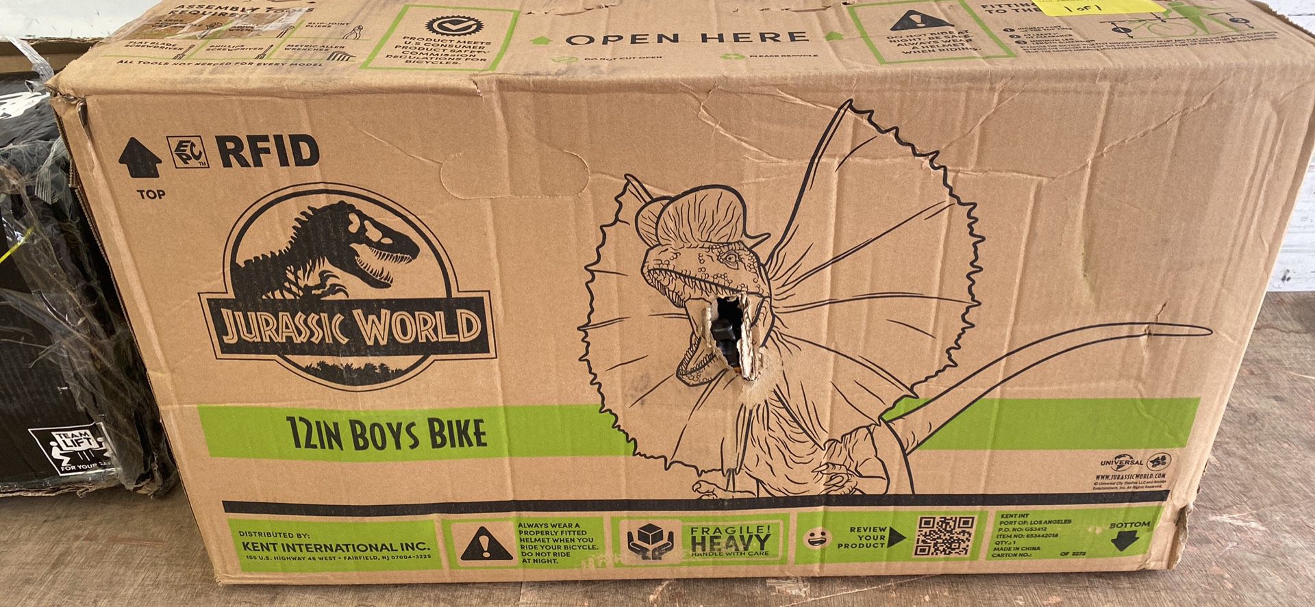 Jurassic World™ 12-inch Raptor Boy's Bicycle with Training Wheel, Green and Orange