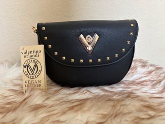 Valentino Orlandi Black Studded Crossbody Bag