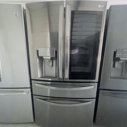 Glass 4 Door Stainless Steel With Water And Ice In The Door