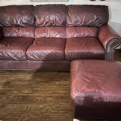 Italian Leather Sofa + Ottoman – Moving Sale