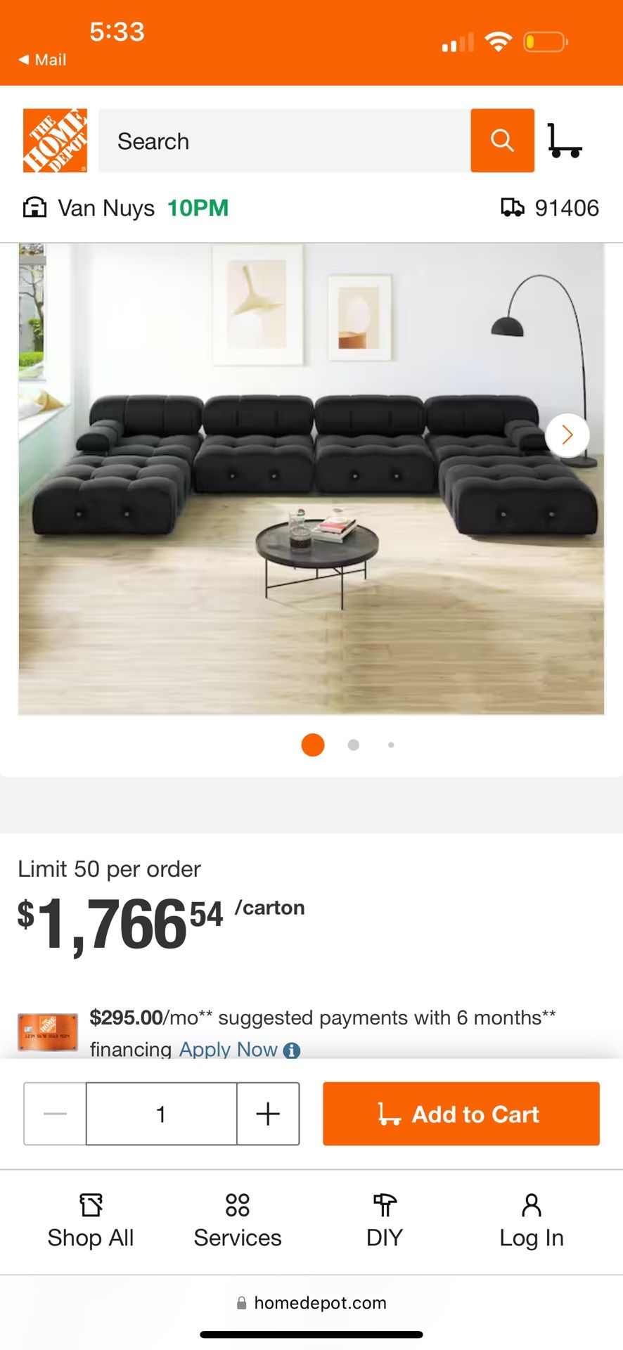 Velvet Black Sectional