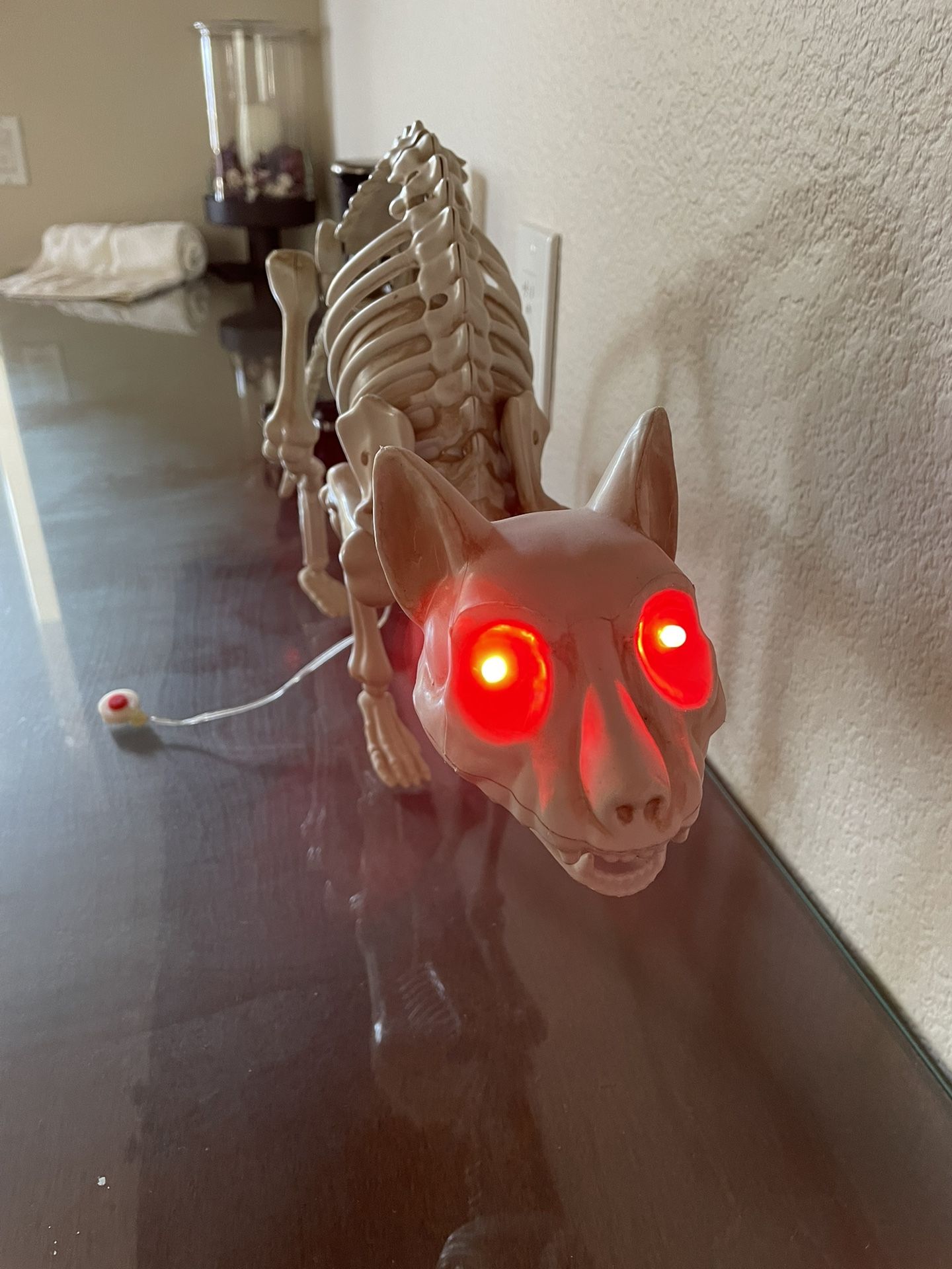 Halloween Props - Three Skeleton Cats - One With Red Lighted Eyes