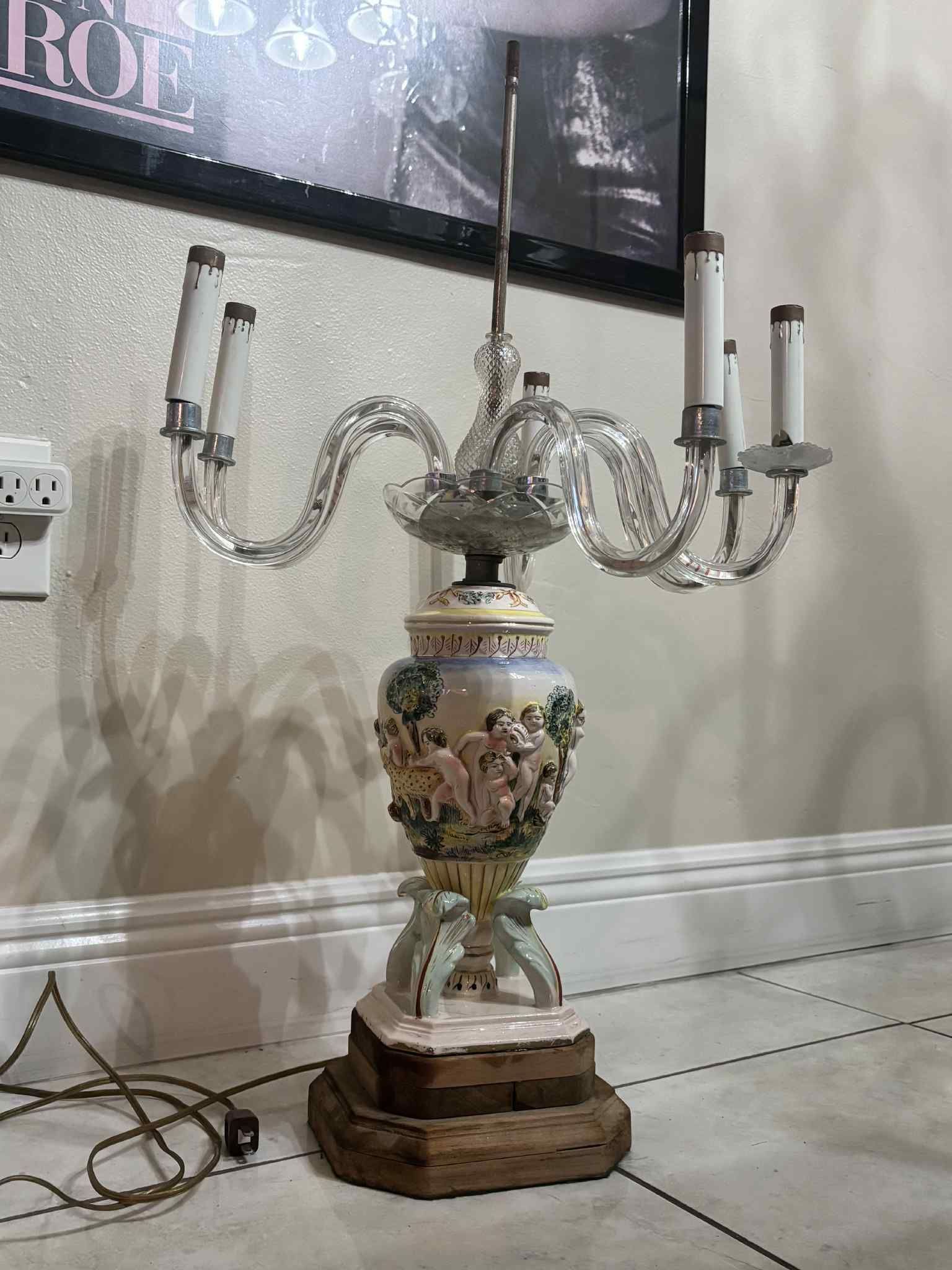 Vintage CAPODIMONTE Lamp 31”H