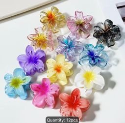 Set of 8 Hawaiian Hibiscus Hair Clips, 3.9 Inches Artificial Flower Claws for Women, Bohemian Beach Wedding Hair Adornments, Tropical Floral Clips Sui