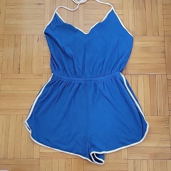 FOREVER 21 Ribbed Halter RomperL
