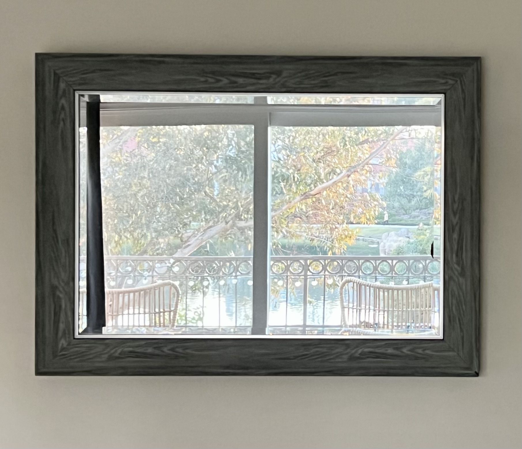 Large Framed Rectangular Grey Wall Mirror