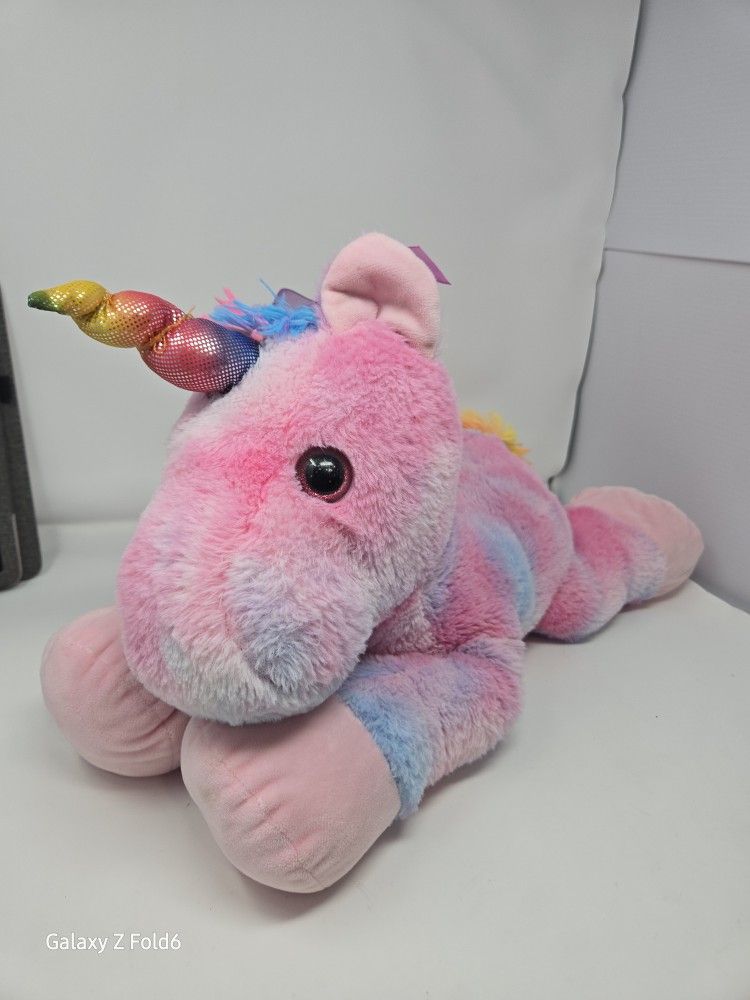 Unicorn Ribbon Plush Toy Kellytoy Fantasy Pets 12” Pastel Tie Dye Pink Purple
