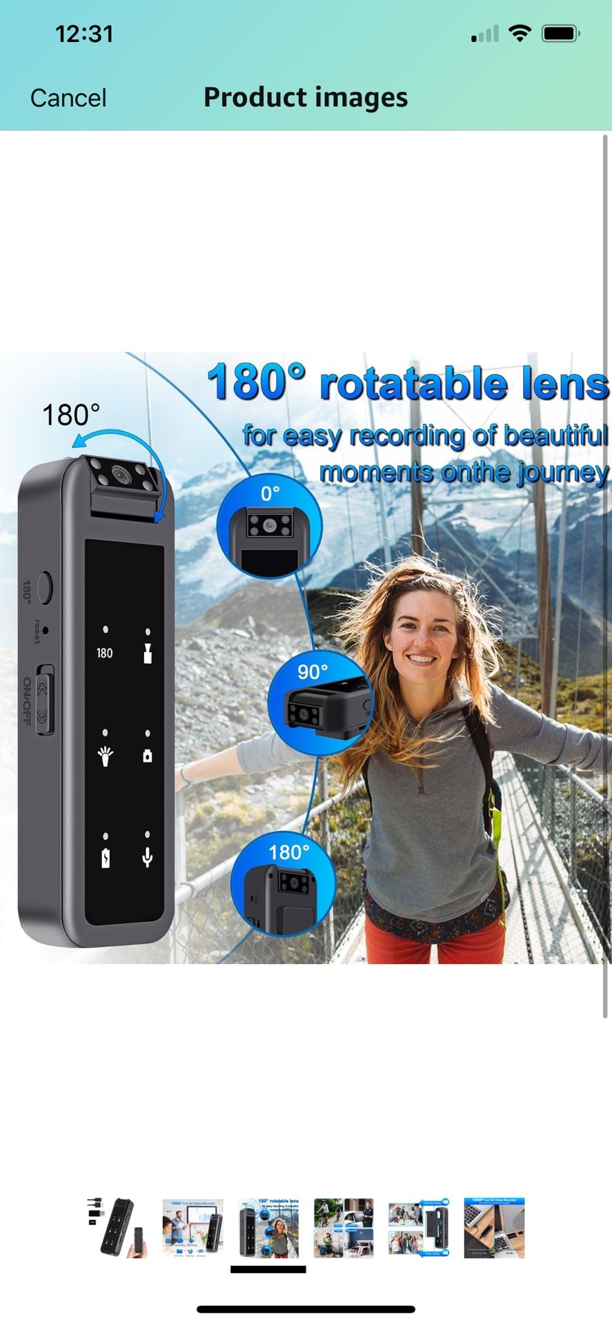 128GB Mini Body Camera,1080P Wearable Patrol Video Recording Camcorder with IR Night Vision, 5-Hour Battery & 180° Rotating Lens – Small Wearable Cam