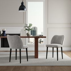 Set of 2 Gray Upholstered Dining Chairs