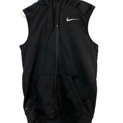 Nike Hooded Vest Black, Full Zip Nike Swoosh Size Small Dri-Fit