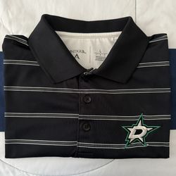 Dallas Stars NHL Black/Striped Antigua Polo Shirt Size Large