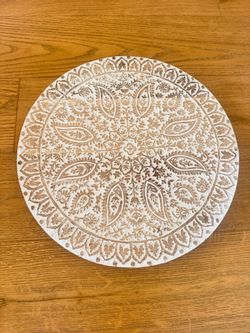 World Market 18” Hand Carved Wood Decorative Tray