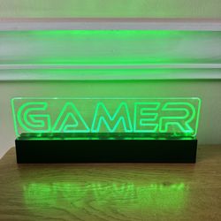 Green Neon LED Gamer Sign
