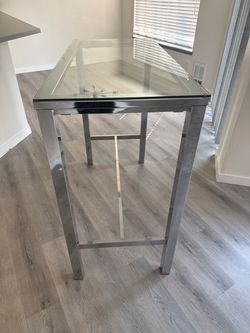 Glass Top Chrome Bar Table