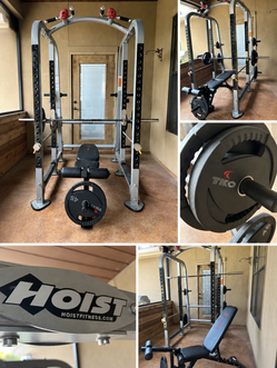 Complete Home Gym with 335 lbs of weights.