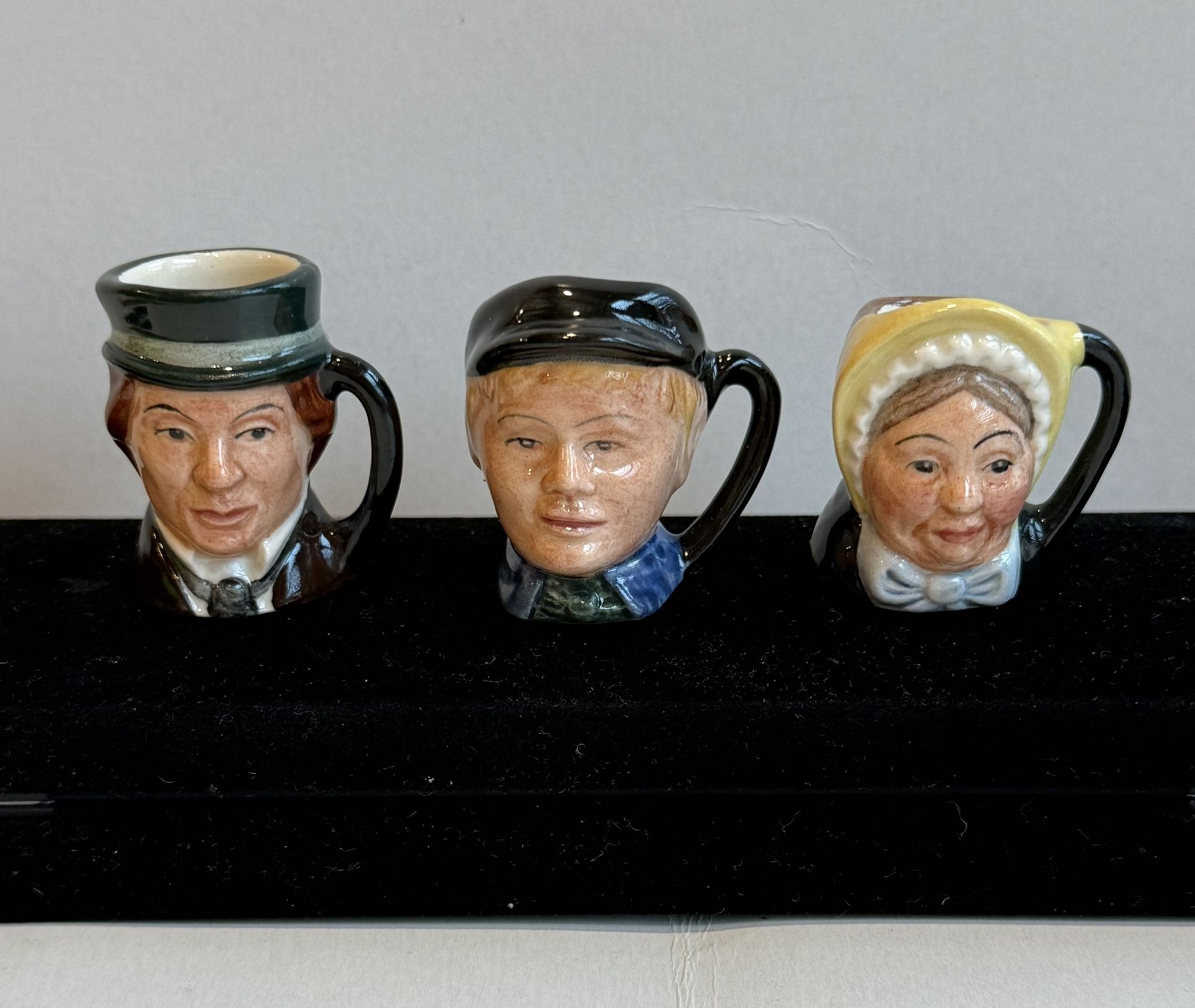 3 Royal Doulton Toby Mini Mugs Betsey Trotwood David Copperfield Oliver Twist