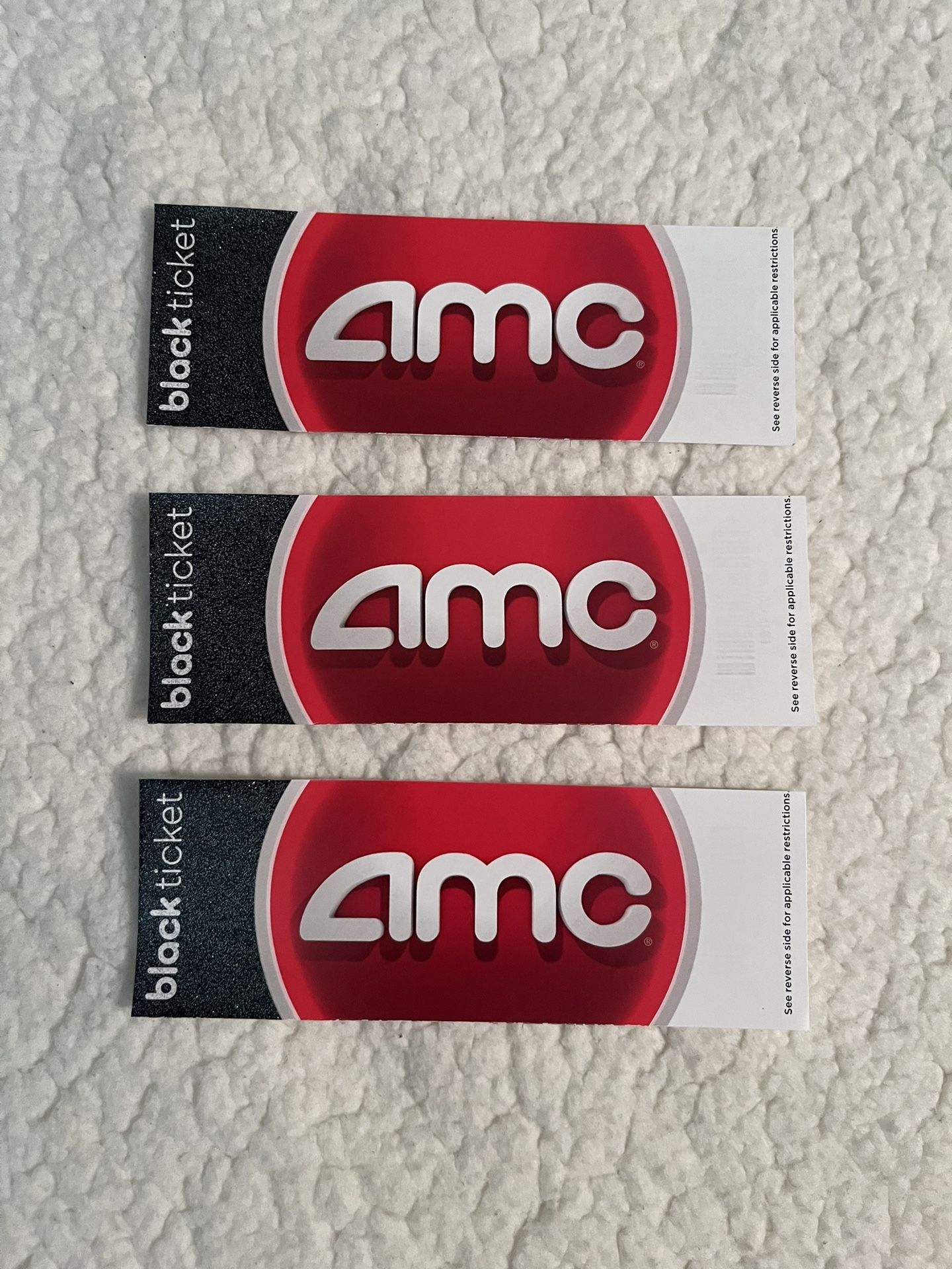 3 AMC THEATERS BLACK TICKET NO EXPIRATION