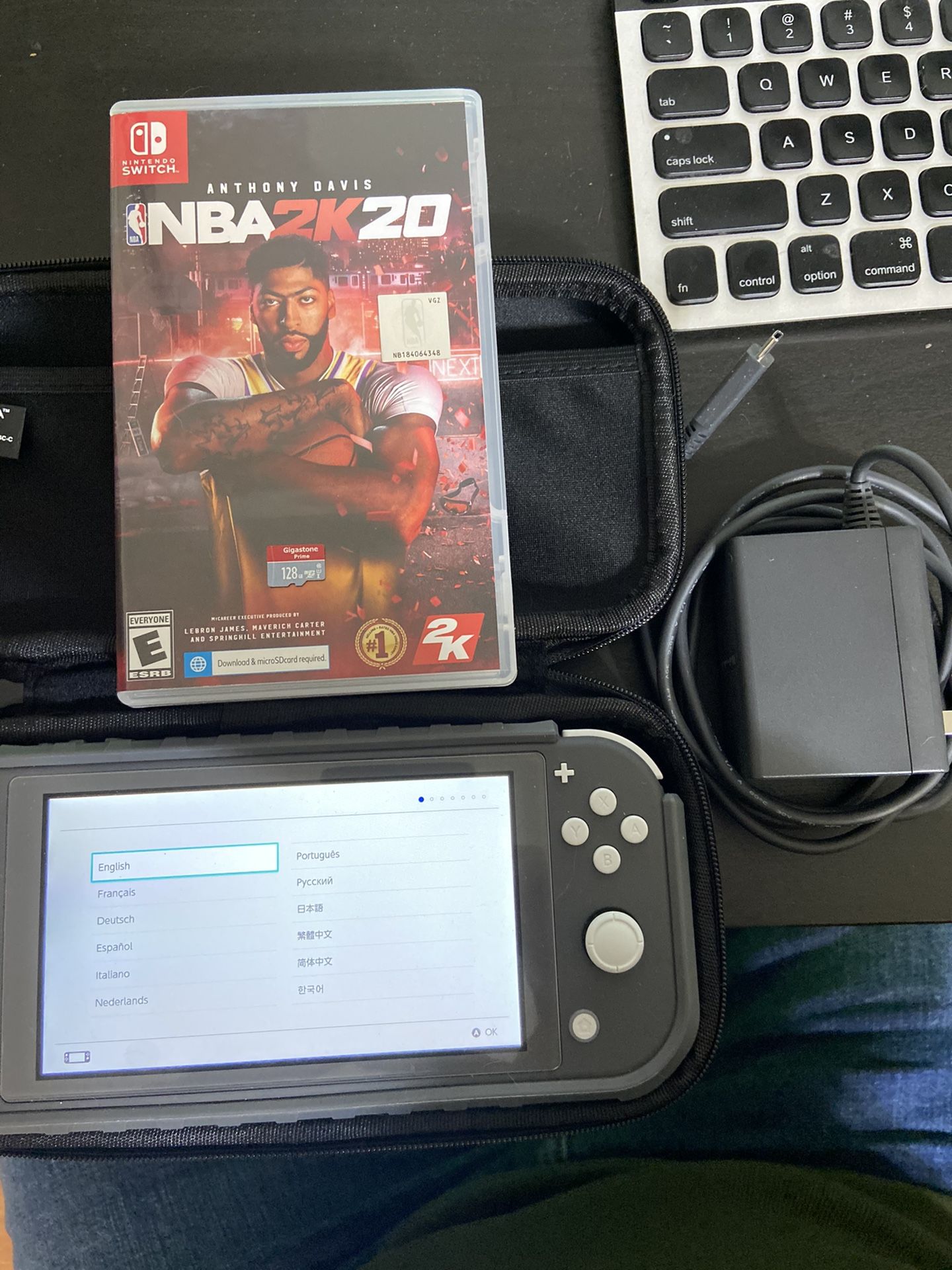 Nintendo Switch Lite Gray w/ NBA 2k20, Bumper Case, 128gb Memory card