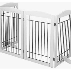 New 30” 4-Panel Dog Gate with Door – White