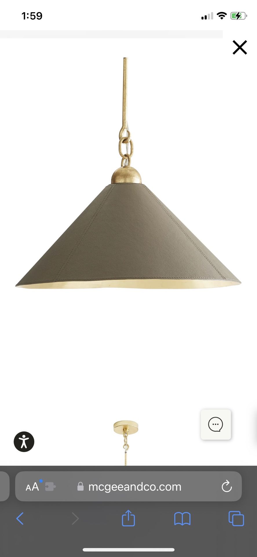McGee & Co. Scarlett Pendant - Dove Gray/Gold Leaf