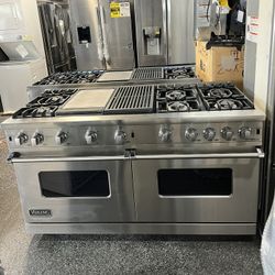 Stainless Steel Viking 60” Wide Range Stove Gas Griddle Grill