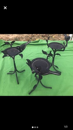 Bird Candle Holders Set of 3 Wrought Iron