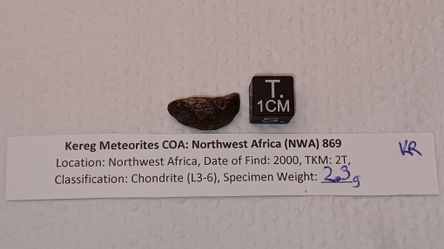 Individual NWA 869 Chrondrite Meteorite 2.3 grams